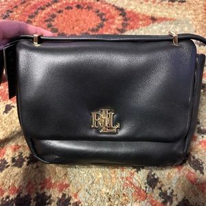 Lauren Ralph Lauren Black Nappa Leather Shoulder or Crossbody Bag